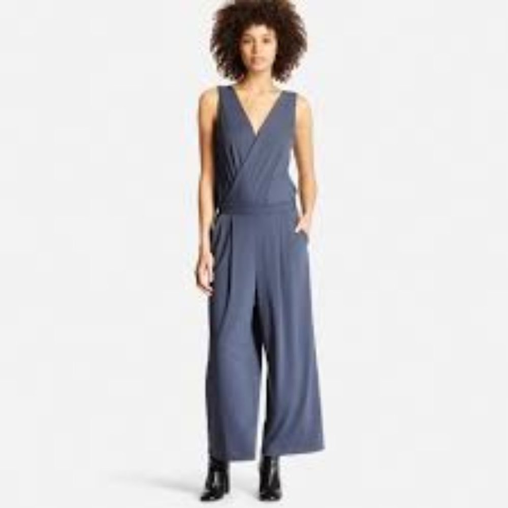 Pale blue jumpsuit from Uniqlo